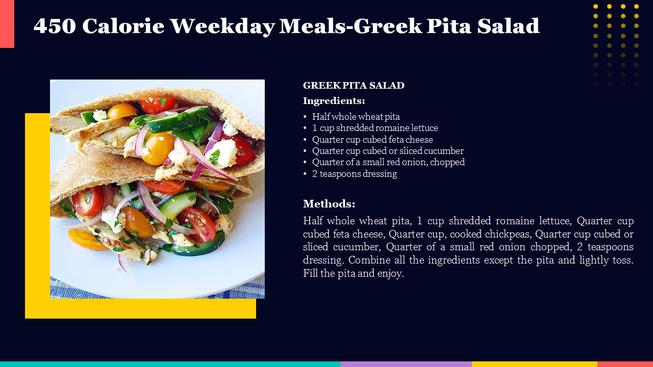 Best 450 Calorie Weekday Meals-Greek Pita Salad Presentation